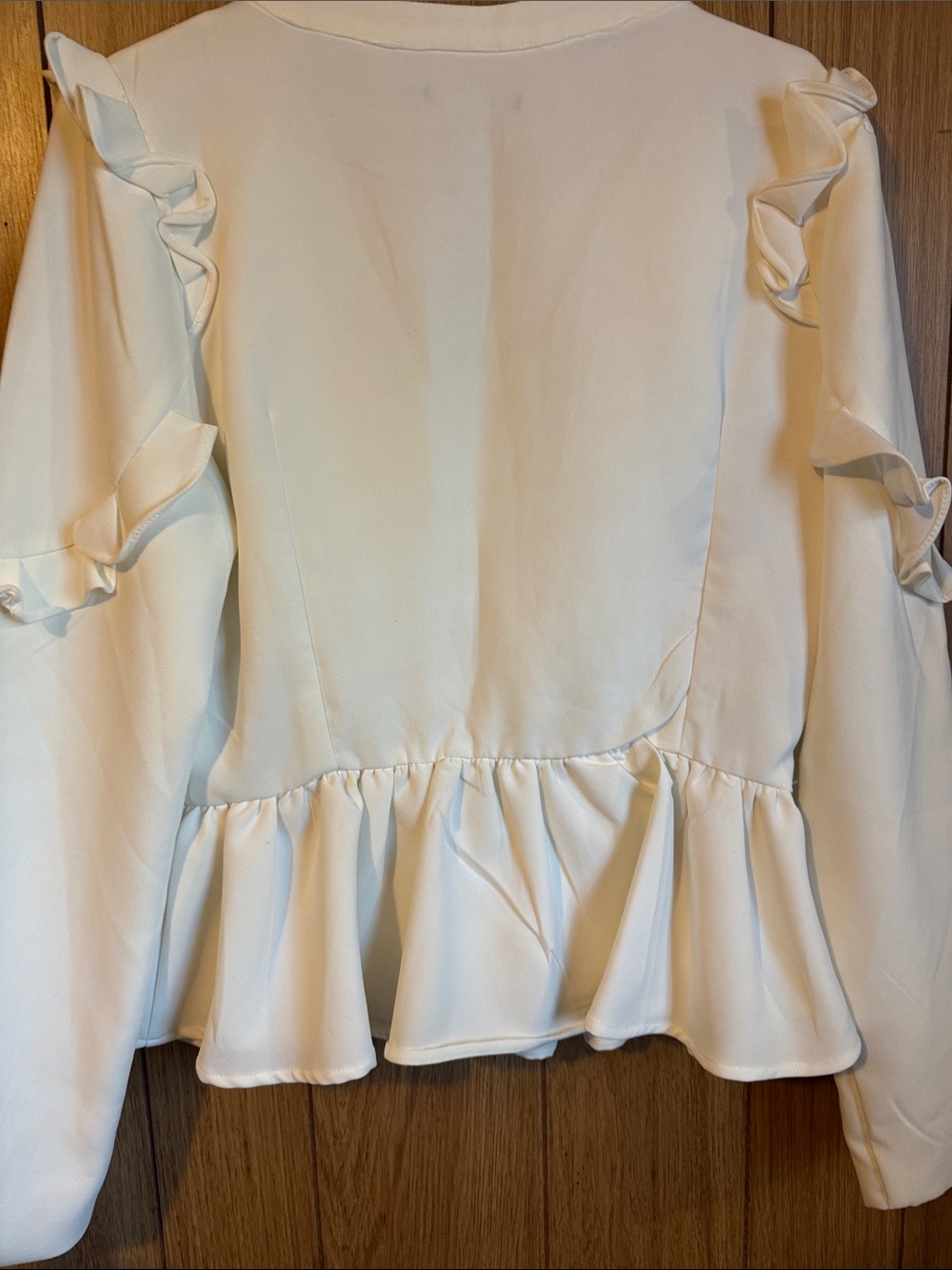 Ina White Ruffle Zip-Front Blazer Jacket - Picture 4 of 4